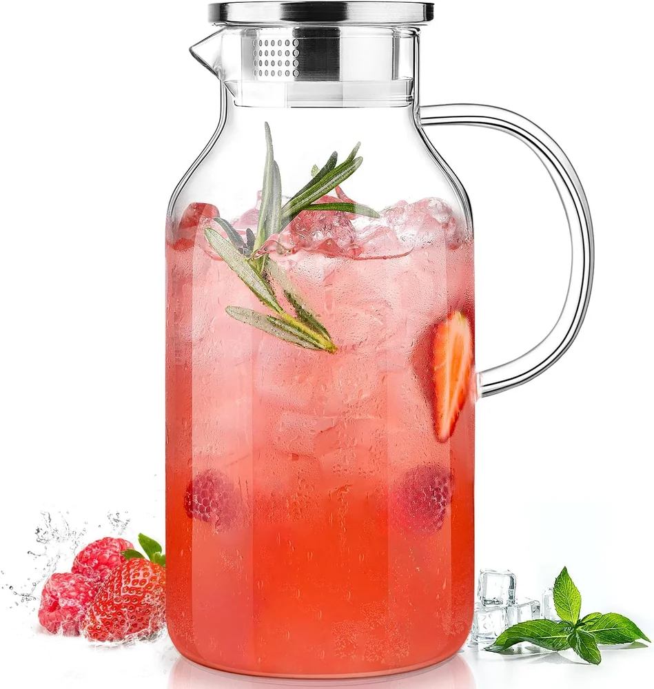 Luna & Mantha 1 Gallon Glass Pitcher with Lid and Spout